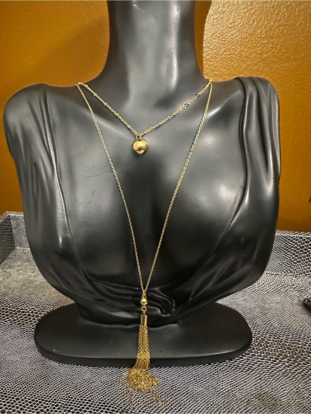 Eliza Gold S.Steel  Layered Tassel Pendant Necklace for Women - Double Strand
